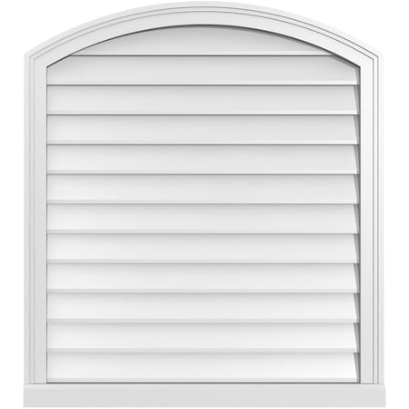 Ekena Millwork Arch Top Surface Mount PVC Gable Vent: Functional, w/ 2"W x 2"P Brickmould Sill Frame, 32"W x 36"H GVPAR32X3603SF